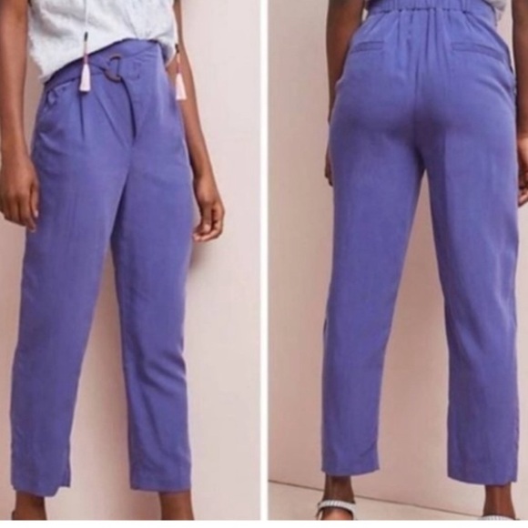 Anthropologie Pants - By Anthropologie Women's Cupro Wrap High Rise Trouser Pants Blue Purple Size S